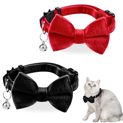 2 Stück Samt Katzenhalsband,Fliege Halsband Katze,Verstellbarer Katzen Halsband mit Glöckchen und Fliege,Niedliche Kätzchen Welpen Bogen Halsbänder für Graduierung Hochzeit Geburtstag Haustier Party 2 Stück Samt Katzenhalsband,Fliege Halsband Katze,Verstellbarer Katzen Halsband mit Glöckchen und Fliege,Niedliche Kätzchen Welpen Bogen Halsbänder für Graduierung Hochzeit Geburtstag Haustier Party von Abeillo