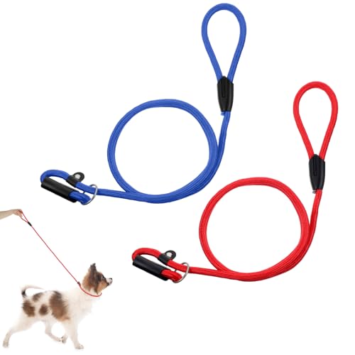 Strapazierfähige Hundeleine, Nylon, für kleine und mittelgroße Hunde, 2 Stück (Blau, Rot) von Abeillo