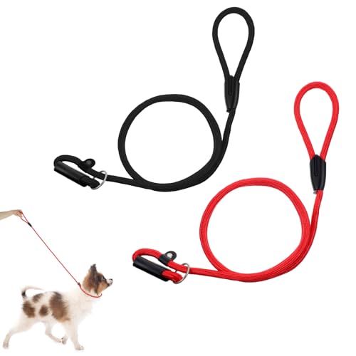 Strapazierfähige Hundeleine, Nylon, für kleine und mittelgroße Hunde, 2 Stück (Schwarz, Rot) von Abeillo
