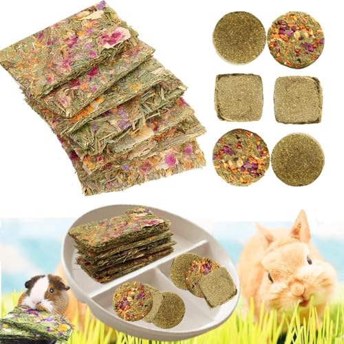 Abizoo 12 Stücke Kaninchen Kauspielzeug, Kaninchen Leckerli, Natürliche Molaren Timothy Hay Herbal Floral Scent Snack Kauspielzeug Für hasen Meerschweinchen zwergkaninchen Chinchilla hamster spielzeug von Abizoo