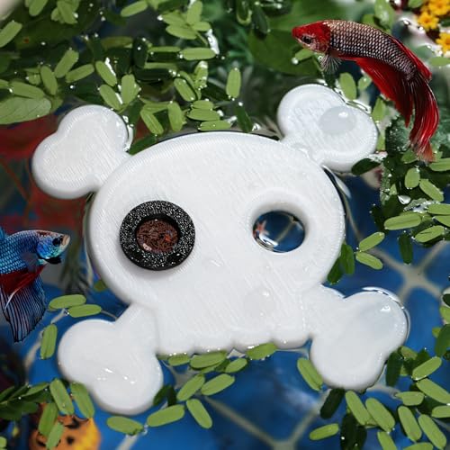Abizoo Halloween Aquarium Schwimmende Pflanze Corral, Fisch Futterring Kunststoff Weiß Schädel Form für Aquarium Fütterungsring Dekor, Halten Sie Tank Sauber Kein Saugbecher für Betta Fisch von Abizoo