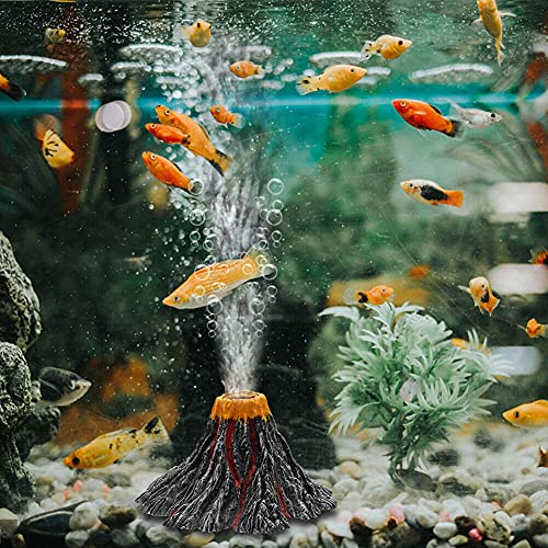 Abnaok Aquarium-Vulkan mit Luftstein-Bubbler, realistische Aquarium-Ornamente, Blasenmacher für mehr Sauerstoff, tolle Ergänzung für Aquarium, Beta-Aquarium (S= 8.6x5.6x2.2x0.8 cm) von Abnaok