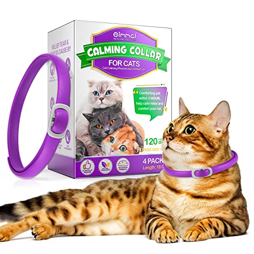 Abodiuss Beruhigendes Halsbands für Katzen 4Pcs, Einstellbares Design Pheromon eingebettetes beruhigendes Halsband für Angst, Beruhigendes Halsband für Katzen Langlebig 120 Tage, 8.9 Zoll von Abodiuss