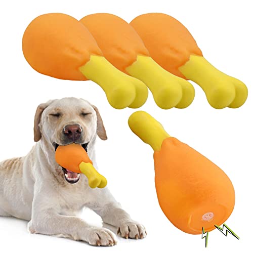 Abonda Hundespielzeug, 4 Stück, simuliertes Hühnerbein, Kauspielzeug, quietschend, interaktives Hundespielzeug, robust und langlebig für kleine, mittelgroße Rassen von Abonda