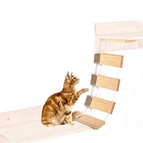 Katzenwandbrücke, Brücke Spielzeug für Indoor-Katzen, Holzaufhängung Brücke für Katzen, Wandmontage Katzentreppe Leiter, Katze Wand Klettermöbel von Abonda