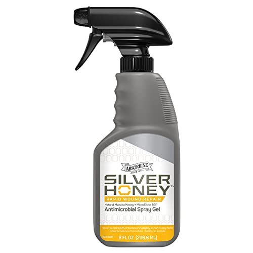 Absorbine Silver Honey Rapid Wound Repair Spray Gel | 236,6 ml | Wundpflegespray für Pferde, Hund und alle anderen Tierarten | Manuka Honig und MicroSilverTM BG kombiniert von Absorbine