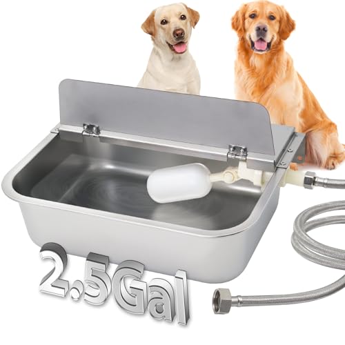 Abustle pig Automatischer Wasserspender für Hunde, für drinnen und draußen, selbstbefüllend, großer Edelstahl-Wassernapfspender für Vieh und Huhn, passend für 1,9 cm (3/4 Zoll) GHt-Wasserhahn von Abustle pig