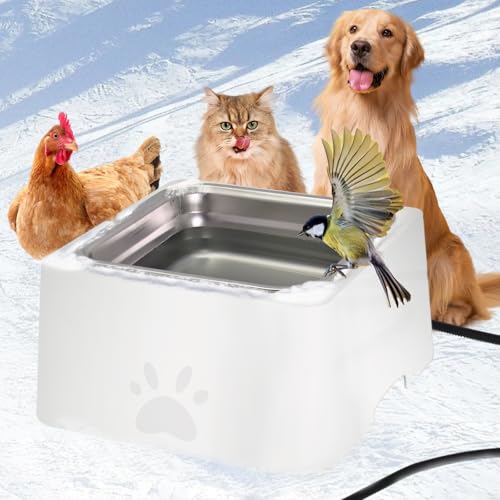 Großer beheizter Wassernapf für Hunde und Katzen im Freien, mit abnehmbarem Edelstahlnapf, kein Einfrieren, Haustiernapf für Kaninchen, Huhn, Geflügel, Eichhörnchen Großer beheizter Wassernapf für Hunde und Katzen im Freien, mit abnehmbarem Edelstahlnapf, kein Einfrieren, Haustiernapf für Kaninchen, Huhn, Geflügel, Eichhörnchen von Abustle pig