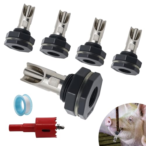 Schweine-Nippelbewässerung für Fass-Set, Edelstahl, automatische Schweine-Nippelbewässerung, Schweine-Trinker-Futterspender mit Wassertank-Anschluss-Kit, Schweine-Wassernippel für Schweine-Nippelbewässerung für Fass-Set, Edelstahl, automatische Schweine-Nippelbewässerung, Schweine-Trinker-Futterspender mit Wassertank-Anschluss-Kit, Schweine-Wassernippel für von Abustle pig