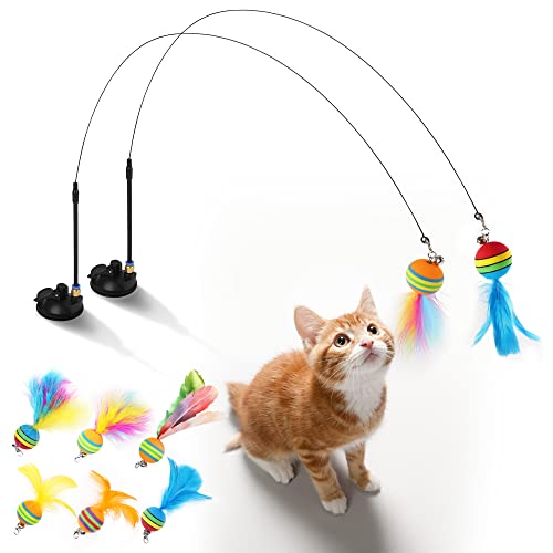 Acantha Interaktives Katzenspielzeug, 10 Stück, abnehmbares Katzenfeder-Spielzeug-Set, inklusive 2 Zauberstäbe, 2 leistungsstarke Saugnäpfe, 6 Ersatz-Federköpfe für drinnen und draußen, Acantha Interaktives Katzenspielzeug, 10 Stück, abnehmbares Katzenfeder-Spielzeug-Set, inklusive 2 Zauberstäbe, 2 leistungsstarke Saugnäpfe, 6 Ersatz-Federköpfe für drinnen und draußen, von Acantha