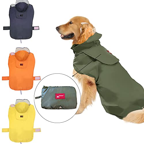 Acapeting Hunde-Regenmantel mit Kapuze für große Hunde und Welpen, Grün, XS von Acapeting