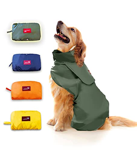 Accapet Hunde-Regenmantel, wasserdicht, mit Kapuze, für kleine, mittelgroße und große Hunde, Grün von Acapeting