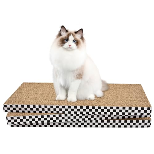 3 Stück Karton Katzenkratzpads Reversible Cat Scratching Board für Indoor-Katzen (kariert) von AccEncyc