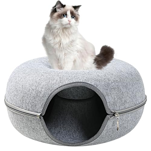 Accmuzzy katzenbett höhle,waschbar katzenTunnel aus Filz Katzenbett multifunktionalle Katzensofa gemütliches Katzenspielzeug, 50x50x20cm (hellgrün) von Accmuzzy