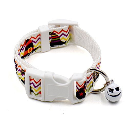 Accod Halloween-Halsband aus Nylon mit Glöckchen, verstellbares Hundehalsband, Halsband mit stabiler Kunststoffschnalle und stilvoller Kürbisglocke, schönes Geschenk für mittelgroße und große Hunde von Accod