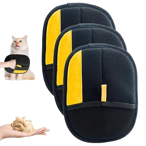 Accrue Fellmagnet Handschuhe, Wiederverwendbare Tierhaarentferner Handschuh, Pet Hair Remover Glove, Doppelseitiger Tierhaarentferner für Katzen & Hunde (3PCS) von Accrue