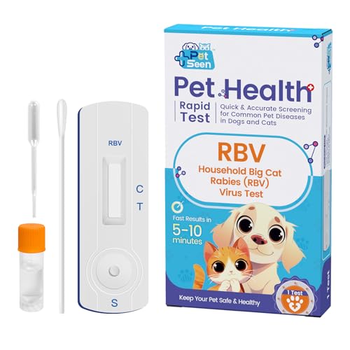 Accufast Gesundheitstestkit für Haustiere – (RBV) Test auf Tollwutvirus für Großkatzen – 9 Krankheitstests für Hunde und Katzen | Schnelle, genaue Erkennung häufiger Haustierkrankheiten von Accufast