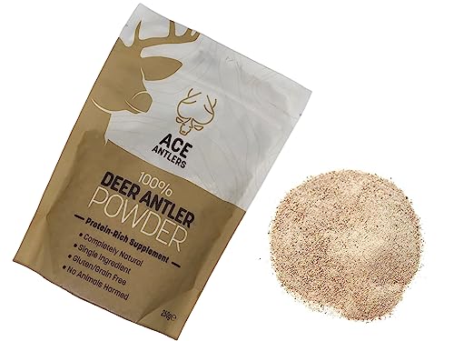 Hirschgeweih Pulver für Katzen und Hunde – Ein Nahrungsergänzungsmittel und Futter-Topper reich an Eiweiß, Vitaminen und Mineralstoffen mit anti-fatiquen und entzündungshemmenden Eigenschaften. von Ace Antlers