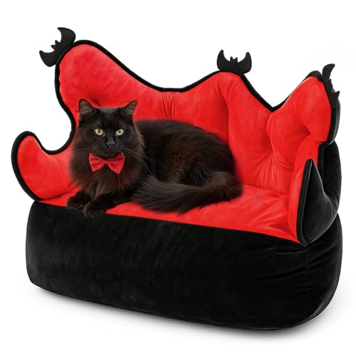 AceOrbit Katzenbett, waschbar, Gothic-Haustierbett, 61 cm, für Indoor-Katzen, Haustiercouch, Gothic-Hundebetten, schwarz-rote Halloween-Dekorationen AceOrbit Katzenbett, waschbar, Gothic-Haustierbett, 61 cm, für Indoor-Katzen, Haustiercouch, Gothic-Hundebetten, schwarz-rote Halloween-Dekorationen von AceOrbit