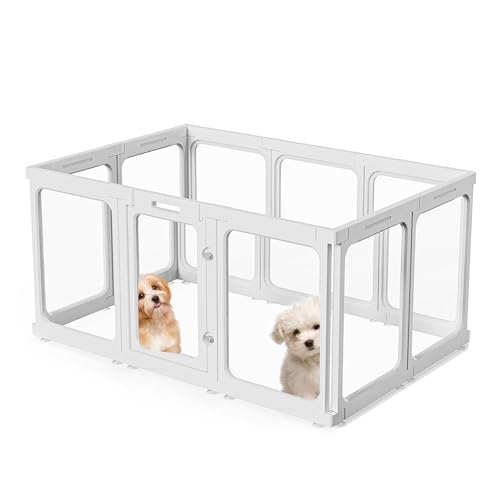 Laufgitter für Hunde, Acryl, transparent, für Welpen, Katzen, Kaninchen, einfach zu montieren, bevorzugter kleiner Käfig, 60 cm hoch, 10 Stück von AceRide