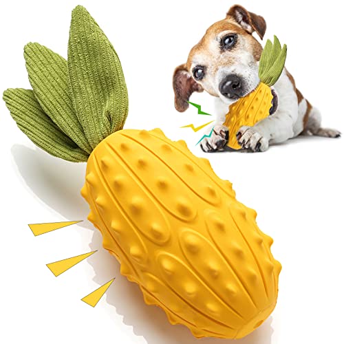 Acecy Hundespielzeug, Kauspielzeug Hund Fast Unzerstörbar, Quietschend Hunde Spielzeug Für Welpen Mittelgroße und Große, Gummi Gehörnte Melone Dog Toys von Acecy