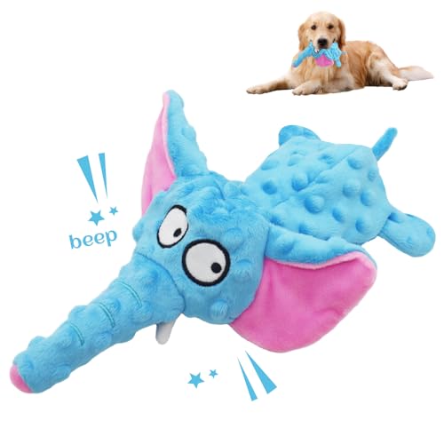 Acehome Quietschendes Hundespielzeug, interaktives Elefanten-Hundespielzeug, keine Füllung, Plüsch-Kauspielzeug mit Knisterpapier, langlebiges Hundespielzeug für mittelgroße und große Hunde, von Acehome