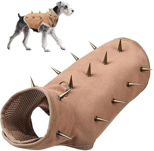 Hundeweste mit Stacheln für kleine Hunde – Kojotenweste, echtes Leder, Anti-Hawk & Predator, schützendes taktisches Hundegeschirr, verstellbare Passform mit D-Ring und atmungsaktivem Futter (XS) von Acesolid