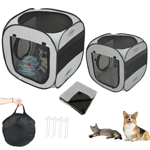 Tragbare Katzenlaufställe mit Flanellmatten, faltbare Haustierzelte für den Innen- und Außenbereich, reisefreundlich mit Sicherungsklammern, wasserdichte Katzenhäuser und Höhlen für Katzen, Welpen und Tragbare Katzenlaufställe mit Flanellmatten, faltbare Haustierzelte für den Innen- und Außenbereich, reisefreundlich mit Sicherungsklammern, wasserdichte Katzenhäuser und Höhlen für Katzen, Welpen und von Acesolid