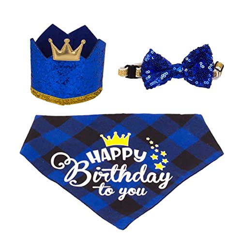 Acfthepiey Hunde-Geburtstagsparty-Zubehör, Hunde-Geburtstagshut, Bandana, Schal mit niedlicher Fliege für kleine und mittelgroße Haustiere Acfthepiey Hunde-Geburtstagsparty-Zubehör, Hunde-Geburtstagshut, Bandana, Schal mit niedlicher Fliege für kleine und mittelgroße Haustiere von Acfthepiey