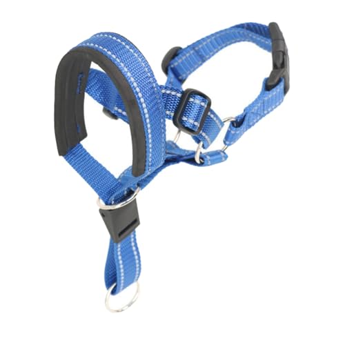 Acfthepiey Hundemaulkörbe, Anti-Bell-Hundehalsband, atmungsaktives Hundetrainingswerkzeug, Nylon-Maulkorb-Set mit reflektierenden Streifen, einfache Installation, einfach zu bedienen, M-Blau von Acfthepiey