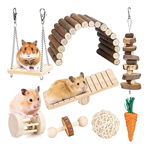 Acfthepiey Kauspielzeug-Set für Kleintiere, Zahnpflege, Holzzubehör für Meerschweinchen, Chinchillas, Rennmäuse, Mäuse von Acfthepiey