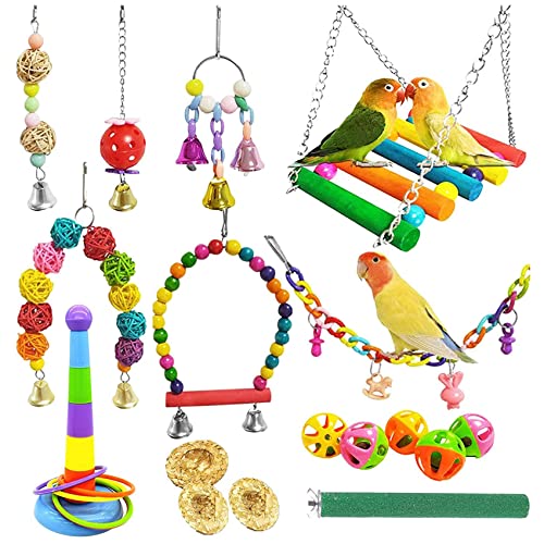 Acfthepiey Vogelspielzeug für Papageien, Schaukelspielzeug für Haustiere, Vögel, Käfigspielzeug, Kauspielzeug, hängende Glocke, Spielzeug für Papageien, Nymphensittiche, Sittiche, Sittiche, Liebesvö Acfthepiey Vogelspielzeug für Papageien, Schaukelspielzeug für Haustiere, Vögel, Käfigspielzeug, Kauspielzeug, hängende Glocke, Spielzeug für Papageien, Nymphensittiche, Sittiche, Sittiche, Liebesvö von Acfthepiey