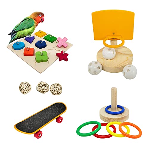 Acfthepiey Vogelspielzeug für Sittiche, Papageienspielzeug-Set, stapelbares Spielzeug, Papageien-Holzblock-Puzzle-Spielzeug, Sittich-Spielzeug für Vögel von Acfthepiey