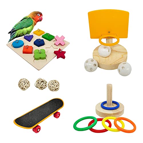 Acfthepiey Vogelspielzeug für Sittiche, Papageienspielzeug-Set, stapelbares Spielzeug, Papageien-Holzblock-Puzzle-Spielzeug, Sittich-Spielzeug für Vögel Acfthepiey Vogelspielzeug für Sittiche, Papageienspielzeug-Set, stapelbares Spielzeug, Papageien-Holzblock-Puzzle-Spielzeug, Sittich-Spielzeug für Vögel von Acfthepiey