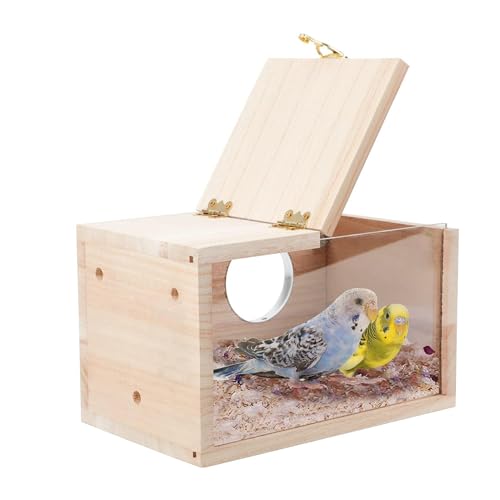 VORAGRL 1 Stück Sittich Nistkasten Transparent Vogelhaus Käfig Holz Brutkasten für Papagei Sittiche Nymphensittiche Nymphensittiche Lovebirds von Acfthepiey