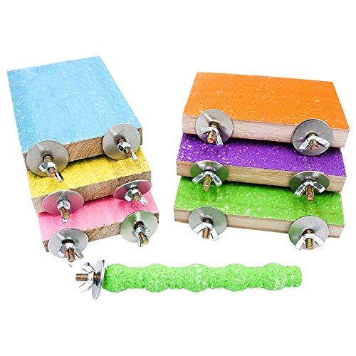 Voragrl -Sitzstange, Spielzeug, Papageienregal, Plattform, Sandkrallen, Schleifstab, Käfig-Zubehör-Set, 6 Stück Voragrl -Sitzstange, Spielzeug, Papageienregal, Plattform, Sandkrallen, Schleifstab, Käfig-Zubehör-Set, 6 Stück von Acfthepiey
