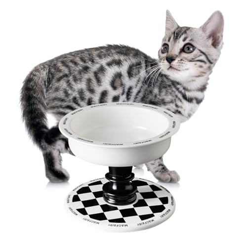 Erhöhte Katzennäpfe, Keramik-Katzennapf, Katzennäpfe mit rutschfestem Boden, Haustiernäpfe für den Innenbereich, Schachbrett-Katzennapf, großes Kaliber Erhöhte Katzennäpfe, Keramik-Katzennapf, Katzennäpfe mit rutschfestem Boden, Haustiernäpfe für den Innenbereich, Schachbrett-Katzennapf, großes Kaliber von Achicklead