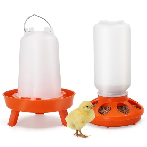 Hühner-Futterstation und Bewässerungs-Set, 1 l Futterspender und 1,5 l Bewässerungsbehälter mit 3 höhenverstellbaren Beinen, Geflügel-Futterspender und hängender Tränke, kein Verschütten/Abfall für Hühner-Futterstation und Bewässerungs-Set, 1 l Futterspender und 1,5 l Bewässerungsbehälter mit 3 höhenverstellbaren Beinen, Geflügel-Futterspender und hängender Tränke, kein Verschütten/Abfall für von Achicklead