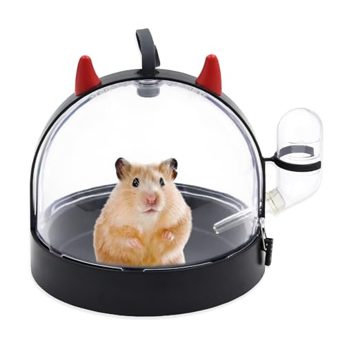 Tragetasche für Kleintiere mit Wasserflasche, tragbare Tragetasche für Hamster, 18,3 cm L x 18,2 cm B x 15,7 cm H für kleine Haustiere, Vögel, Zuckergleiter, Igel, Mäuse, Zwerghamster (schwarzer Tragetasche für Kleintiere mit Wasserflasche, tragbare Tragetasche für Hamster, 18,3 cm L x 18,2 cm B x 15,7 cm H für kleine Haustiere, Vögel, Zuckergleiter, Igel, Mäuse, Zwerghamster (schwarzer von Achicklead