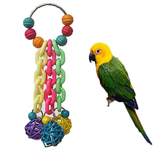 AchidistviQ Bunter Rattanball Vogel Papagei Wellensittich Kauspielzeug Kette Spielzeug Käfig Dekor – zufällige Farbe von AchidistviQ