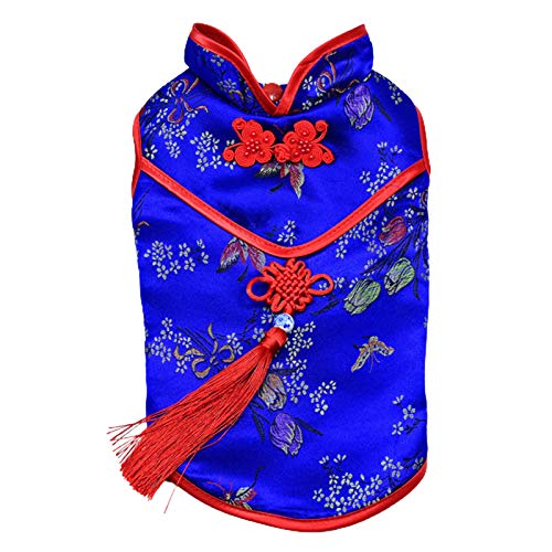 AchidistviQ Cheongsam-Kleidung für Hunde im chinesischen Stil, mit Blumenmuster, Größe L, Blau von AchidistviQ