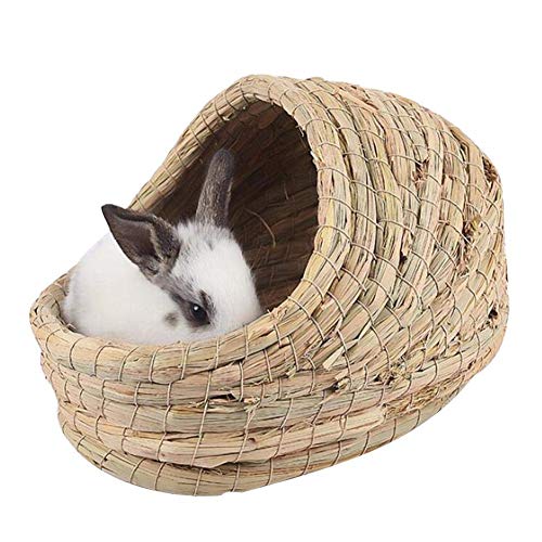 AchidistviQ Hamster gewebtes Grashaus für Kleintiere, Schlafhöhle, Grasnest, gewebtes Bett für Ratten, Kaninchen, Katzen, Chinchillas, Meerschweinchen, L von AchidistviQ