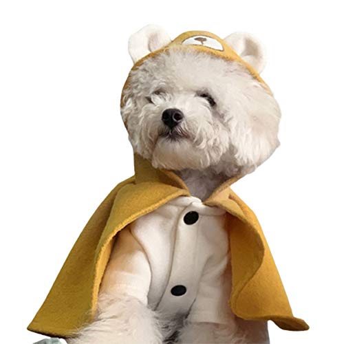 AchidistviQ Hunde-/Katzenumhang mit niedlichem Kaninchen-/Bärenohren und Kapuze, lustiges Kostüm für kleine Hunde und Katzen, Gelb, Größe S von AchidistviQ