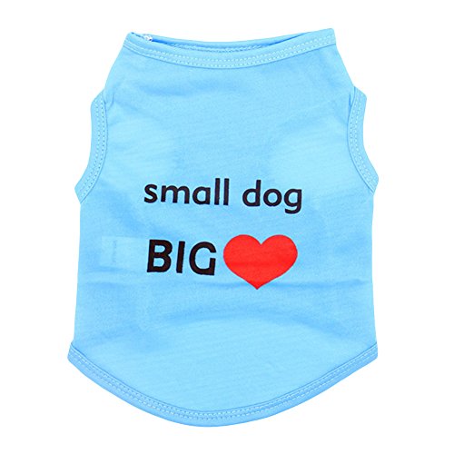 AchidistviQ T-Shirt für kleine Hunde mit großem Herz, für den Sommer, niedlich, bedruckt, kurzärmelig, für kleine oder mittelgroße Hunde, Größe S, Rosa von AchidistviQ
