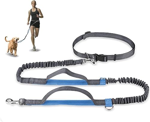 Achort Handfreie Hundeleine, Hundegürtel,Taillengürtel, Hundeleine, Koppler, Lauf- und Jogging-Leine, Gürtel mit einziehbarem Bungee, reflektierende Nähte für bis zu 110 kg Hunde (Blau) von Achort