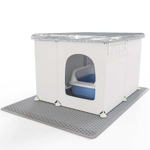 Katzentoiletten-Gehäuse, großer Katzentoiletten-Spritzschutz ohne Auslaufen, 61 cm L × 48 cm B × 41 cm H, faltbare Katzentoilette mit rutschfesten Matten und Staubschutz für einfache Reinigung des Katzentoiletten-Gehäuse, großer Katzentoiletten-Spritzschutz ohne Auslaufen, 61 cm L × 48 cm B × 41 cm H, faltbare Katzentoilette mit rutschfesten Matten und Staubschutz für einfache Reinigung des von Acools