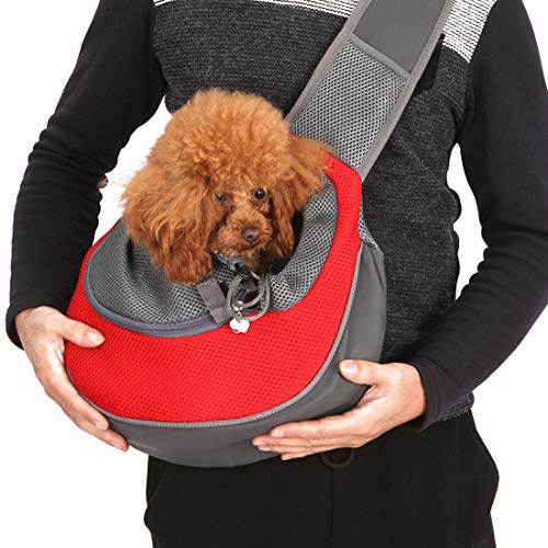 Acoser Haustier-Tragetasche Mesh Travel Tote Schulter Sling Bag für Hunde Katzen Verstellbar Schultergurt Mit Fronttasche Sicherheitsgurt (M) von Acoser