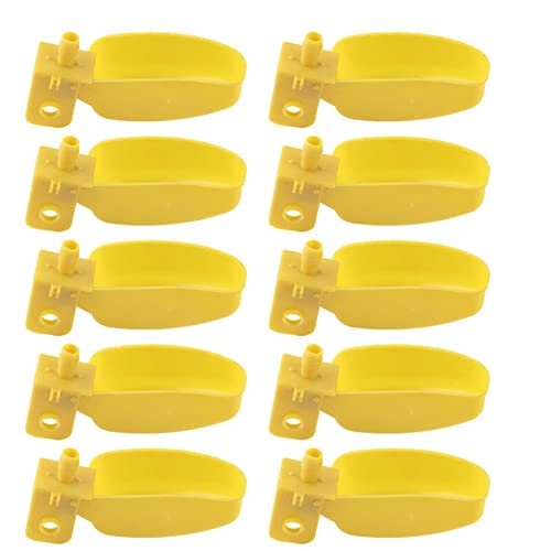 10Pcs Automatic Waterers Gelbe Trinkbecher Schüssel für Wachtel Hühnervögel Groöe Grööe für Köfig Hang Trinker Zucht Geflügel Trinkschalen (gelb groö Links) von Acouto