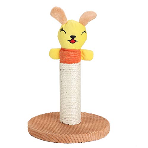 Abnehmbare Natürliche Sisal Pet Cartoon Animal Scratch Klettern Katzenspielzeug Baumrahmen Möbel Scratching Post für Kitty Climber (Gelber Hase) von Acouto