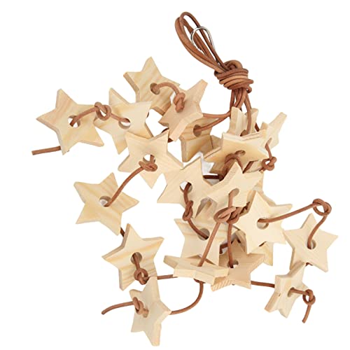 Acouto 1. Sicheres Material: Hergestellt aus Einer Kombination aus Baumstämmen und Rindslederseil. Hölzerner Sternvogel-Kauvogelspielzeug, Sittichspielzeug, Vogelspielzeug, Hängender von Acouto